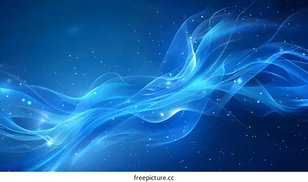 Blue绸缎般的波浪在太空中飞舞