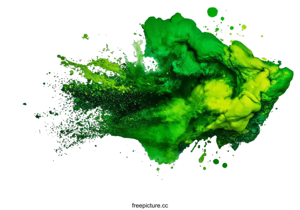 [Transparent Background PNG]Abstract Explosion of Green and Yellow Color