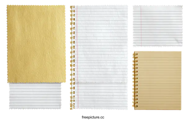 [Transparent Background PNG]Collection of Different Note Papers and Notebooks