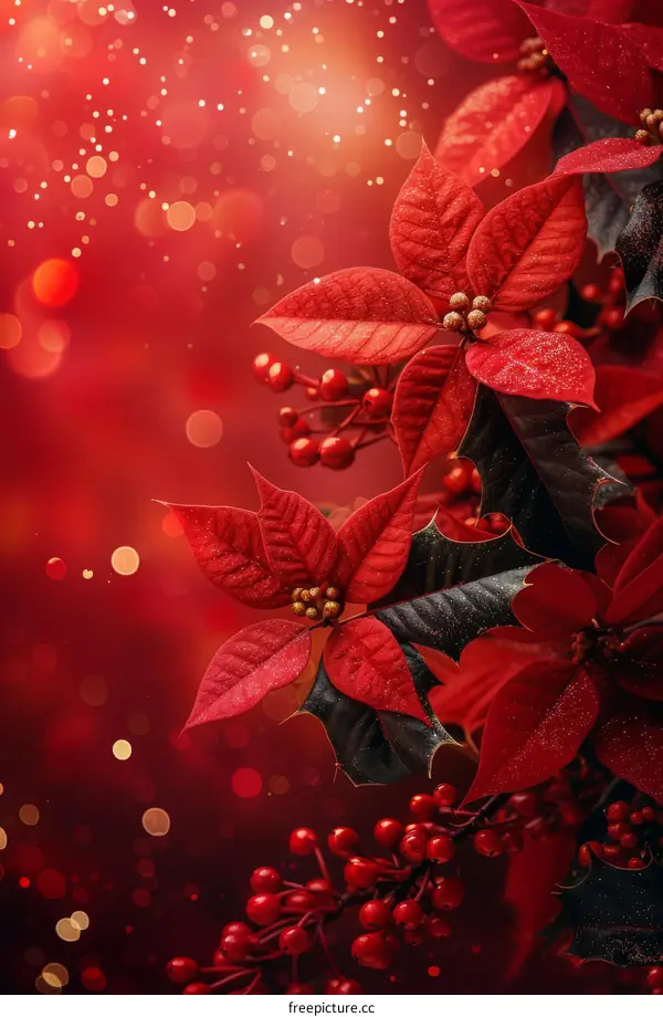 Red Poinsettia Blooms for Christmas