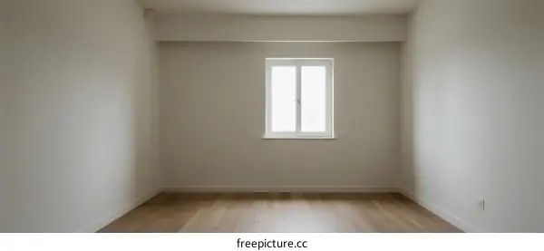Empty room with white walls and a single window for interior design