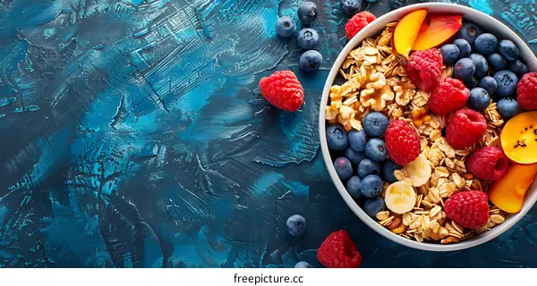 Fresh and Healthy Oatmeal with Berries and Peach