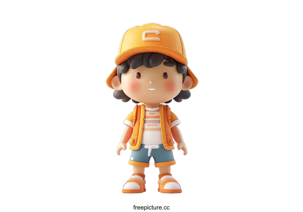 [Transparent Background PNG]3D rendering of a cute cartoon boy