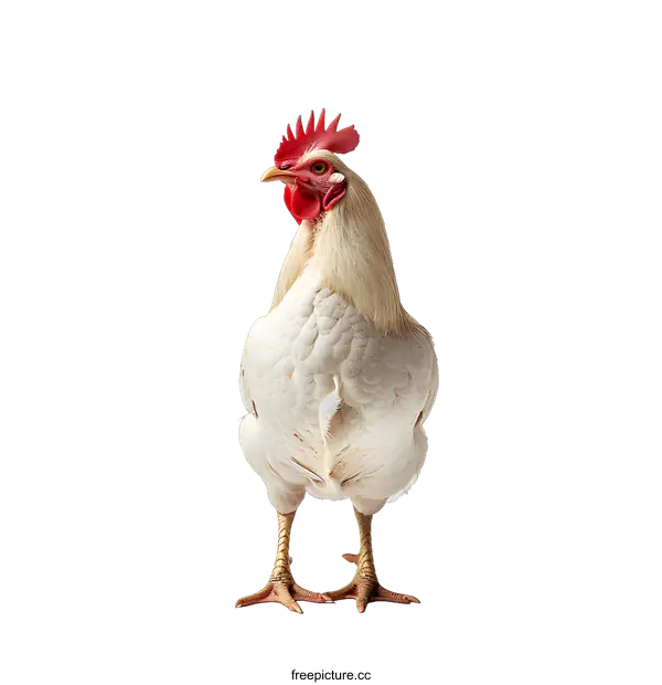 [Transparent Background PNG]A white rooster stands on a white background