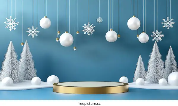 Winter Festive Scene with Christmas Decorations
