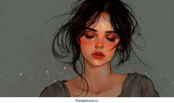 portrait of a young woman with brown hair and freckles