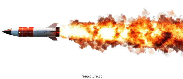 [Transparent Background PNG]Missile Launching with Intense Fire