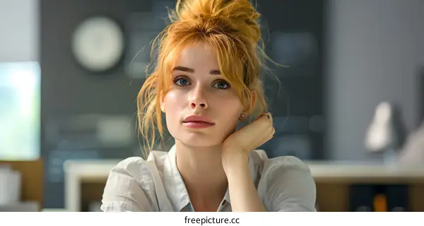 portrait of a young woman with red hair and freckles