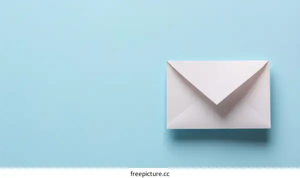 Blank White Envelope on a Light Blue Background