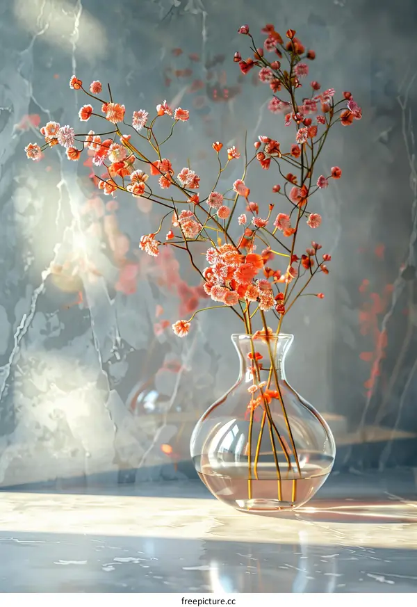 Delicate Pink Flowers in Glass Vase