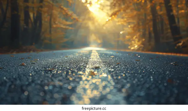 The road through the autumn forest