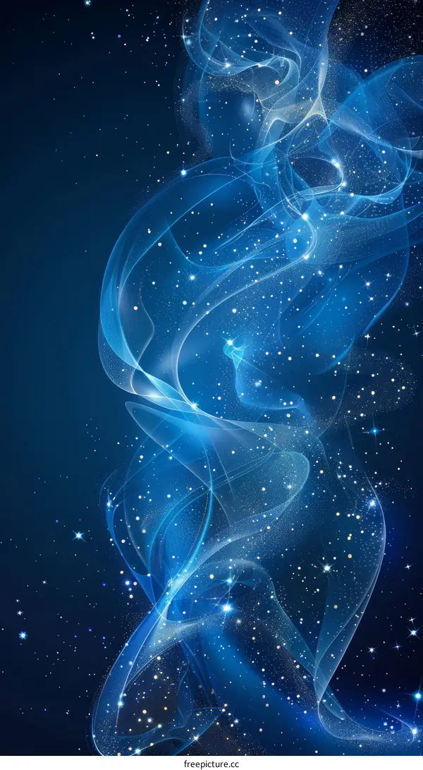 Blue abstract background with glowing stars