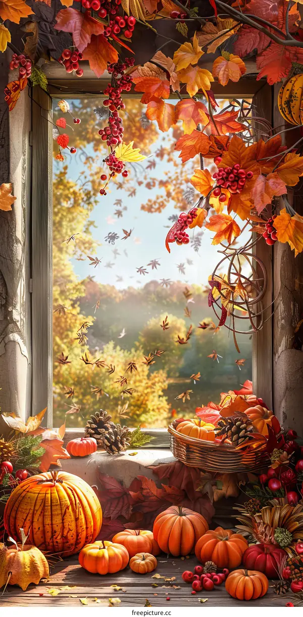 Autumn Window Fall Harvest Still Life