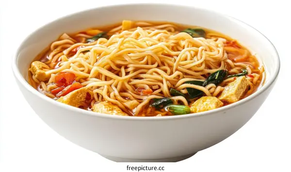 Delicious Spicy Noodle Soup in a Bowl
