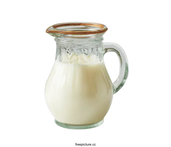 [Transparent Background PNG]Vintage Glass Milk Pitcher with Gold Trim