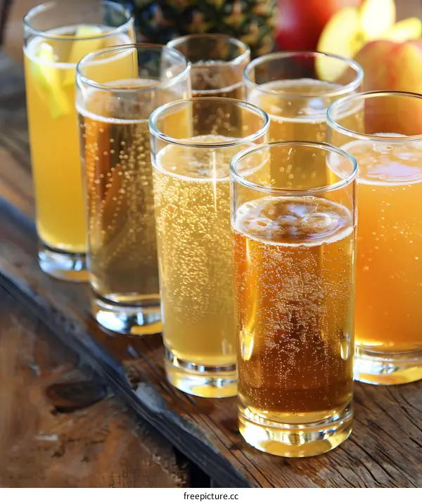 Refreshing Glasses of Sparkling Apple Cider
