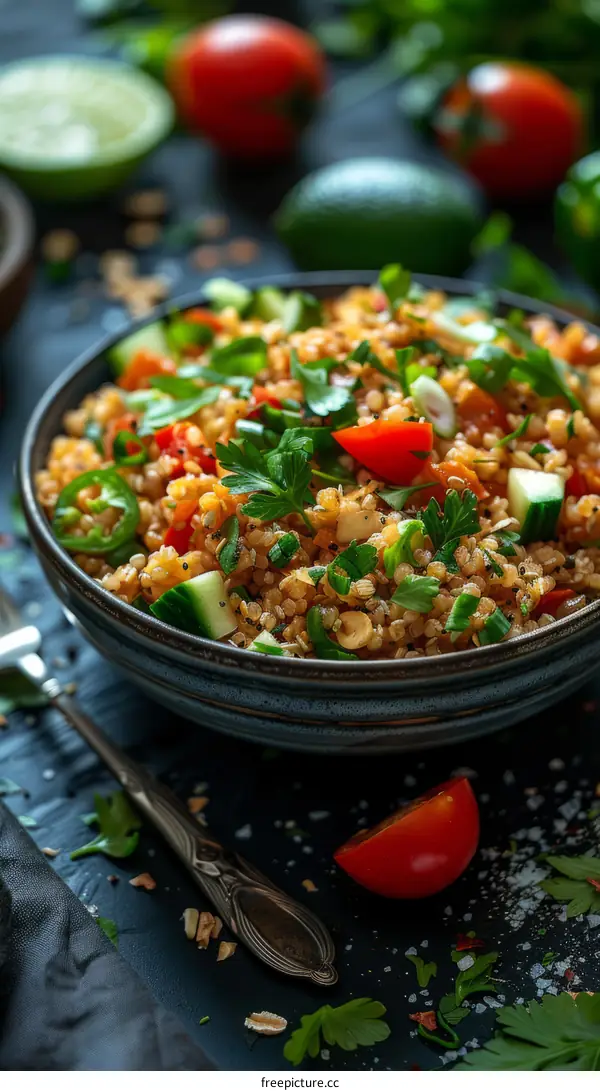 Hearty Lentil Salad with Cucumber, Tomato, and Parsley