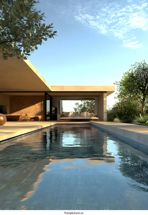 Modern House with Swimming Pool in Desert