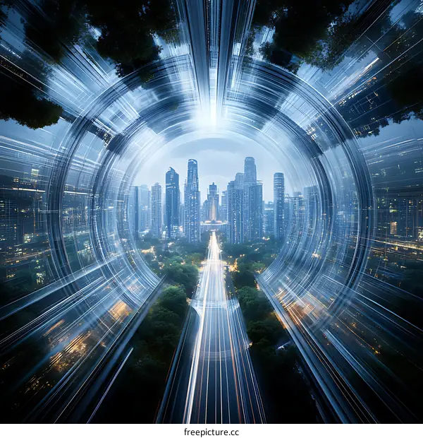 Futuristic Cityscape Tunnel View