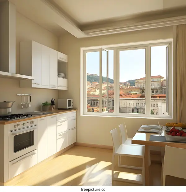 Modern Kitchen Design with a View of the City