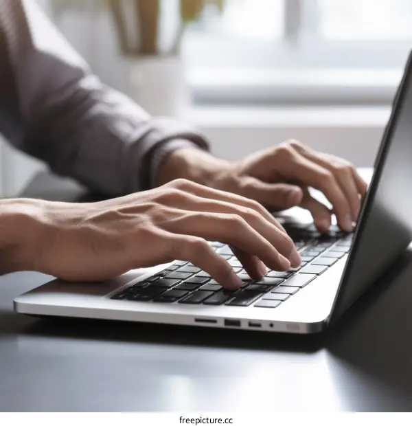 Man working on laptop in home office