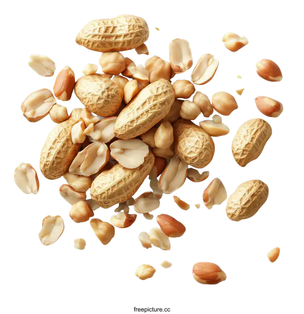 [Transparent Background PNG]Delicious Peanuts Scattered on a White Background