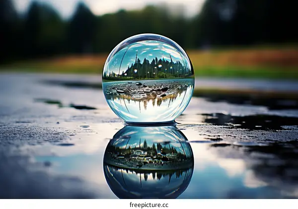 Crystal ball reflecting the forest