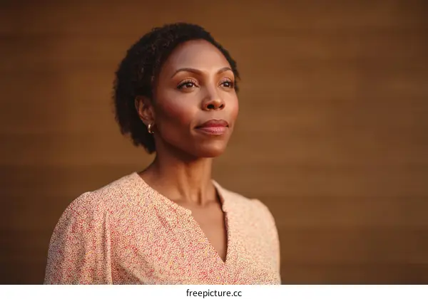 Thoughtful Black Woman Portrait Outdoors