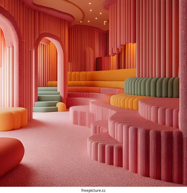 Modern Interior Design with Pink and Orange Colors