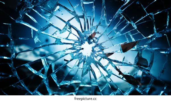 shattered glass with a hole in the center