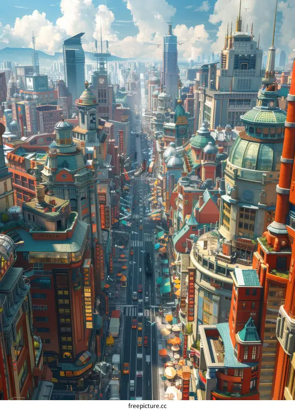 Aerial View of a Futuristic Cityscape