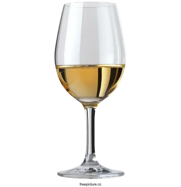 [Transparent Background PNG]Elegant White Wine Glass with Golden Liquid