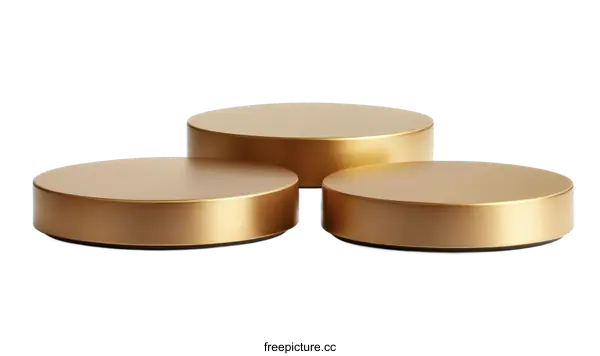 [Transparent Background PNG]Three Gold Podiums on White Background