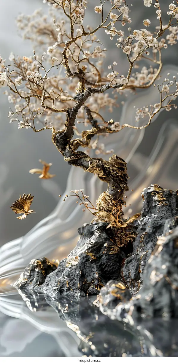 Artistic Miniature Golden Tree Landscape