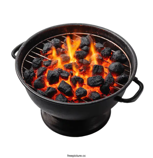 [Transparent Background PNG]Burning Charcoal Grill Bowl