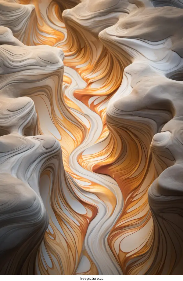 Surreal Canyon Landscape with Illuminated River