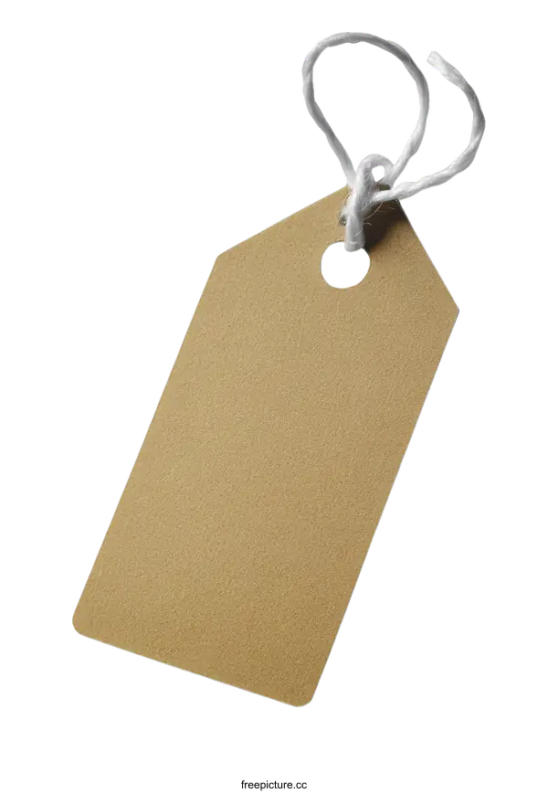 [Transparent Background PNG]Blank Beige Tag with String