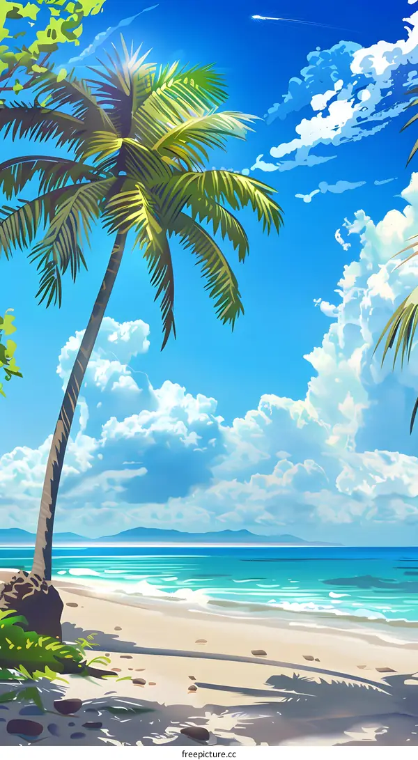 Palm Tree on Tropical Beach