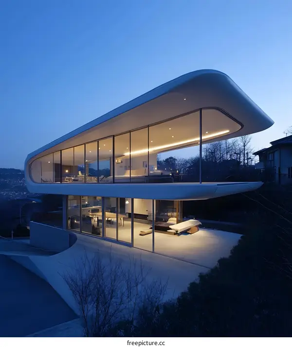 Modern Architecture House Design with Curved Roof