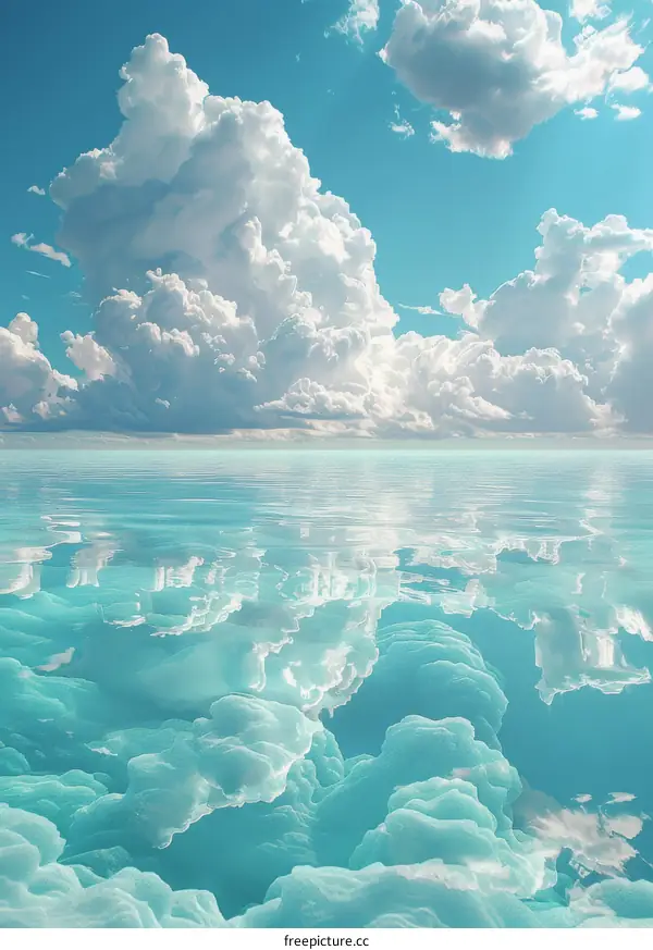 Tranquil Turquoise Waterscape with Serene Cloudscape
