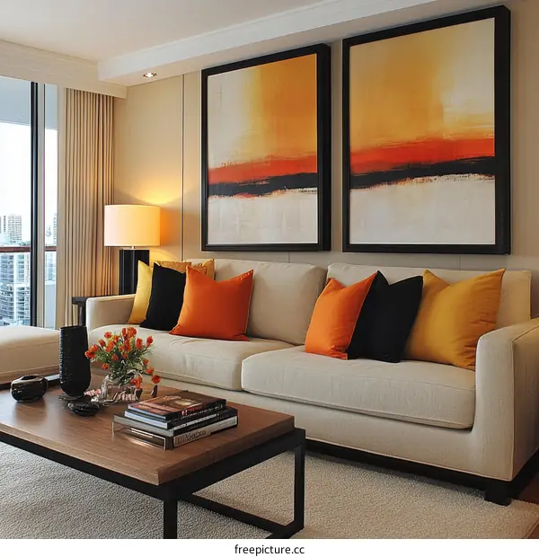 Modern Living Room with Abstract Art