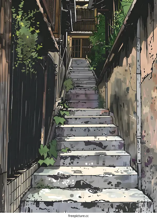 Stone Stairs in a Narrow Alley