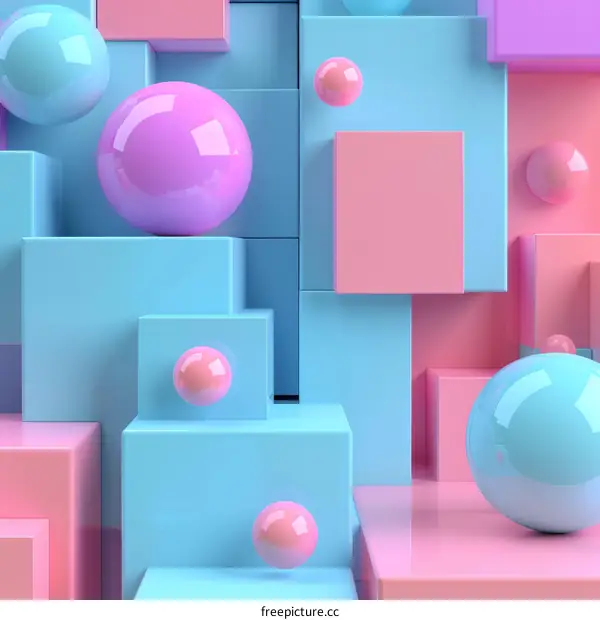 Pastel Geometric Shapes 3D Rendering Background