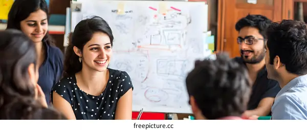 Indian Students Brainstorming Ideas for Project in Classroom