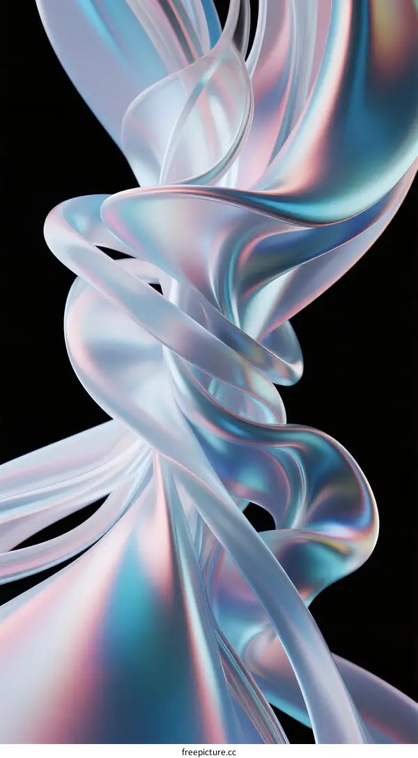 Ethereal Iridescent Abstract Forms with Flowing Curves and Dynamic Shapes