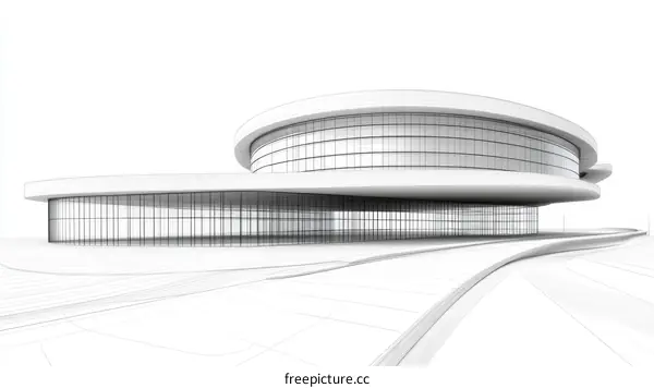 Architectural Design Sketch of Modern Building