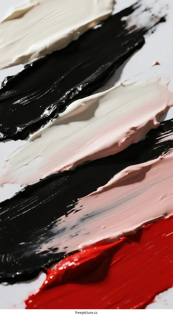 Abstract Painting with Bold Color Strokes and Textured Surfaces