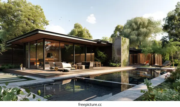 Modern House Exterior Design with Pool