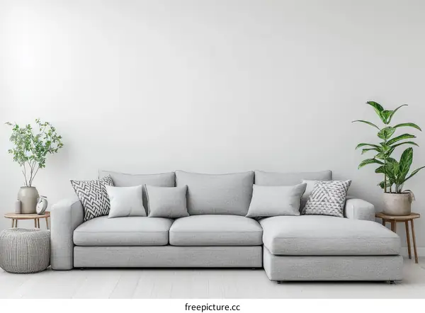 Modern Gray Sectional Sofa in Minimalist Living Room