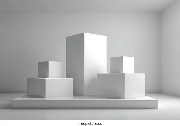 White Geometric Shapes Display Background